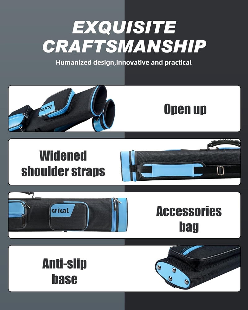 CRICAL Pool Cue Case 2x4 Hard Pool Stick Case Holds 2 Butts and 4 Shafts for Adults Billiard Cue Case with Soft Shoulder Straps - Image 5